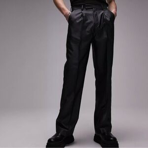 Topman Limited wide leg tonic suit pants in gray